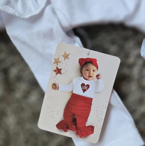 *3/$20 Flared Pant Headband Valentine's Day Love Heart Red White NWT 3 Piece 3m - Picture 3 of 4